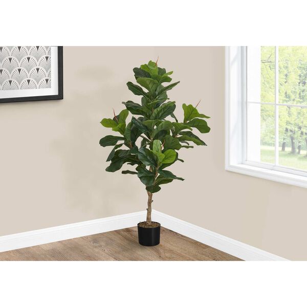 Black Green 47-Inch Indoor Floor Potted Real Touch Decorative Fiddle Artificial Plant, image 2